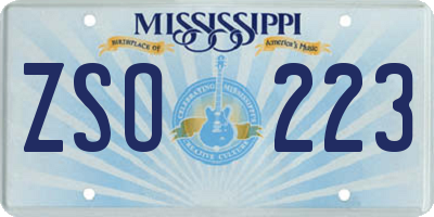 MS license plate ZSO223