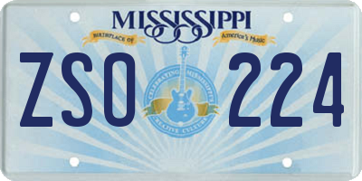 MS license plate ZSO224