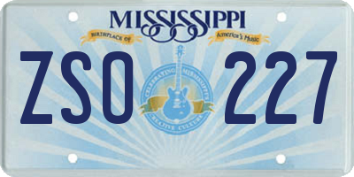 MS license plate ZSO227