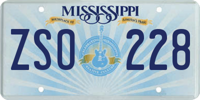 MS license plate ZSO228