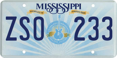 MS license plate ZSO233