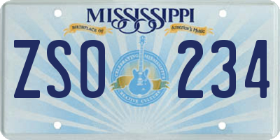 MS license plate ZSO234