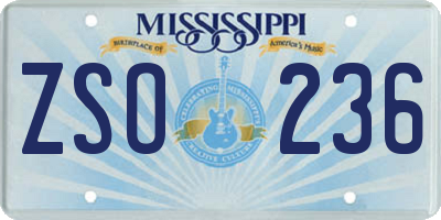 MS license plate ZSO236