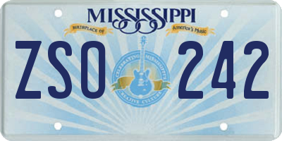 MS license plate ZSO242