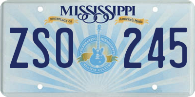 MS license plate ZSO245