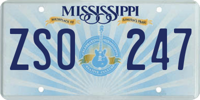 MS license plate ZSO247