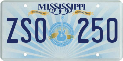 MS license plate ZSO250