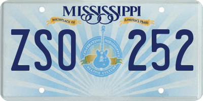 MS license plate ZSO252