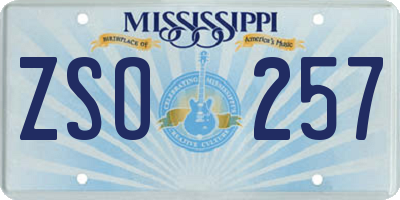 MS license plate ZSO257