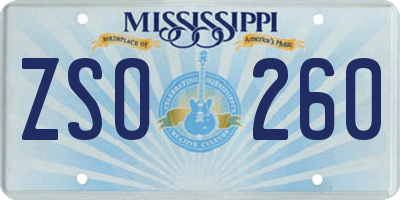 MS license plate ZSO260