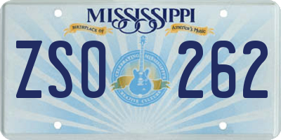 MS license plate ZSO262