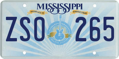 MS license plate ZSO265