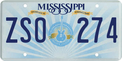 MS license plate ZSO274