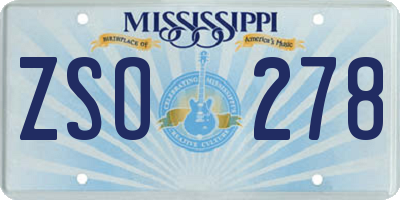 MS license plate ZSO278