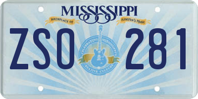 MS license plate ZSO281