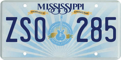 MS license plate ZSO285