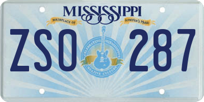 MS license plate ZSO287