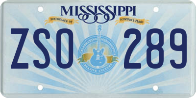 MS license plate ZSO289