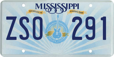 MS license plate ZSO291