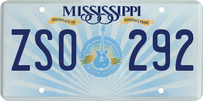 MS license plate ZSO292