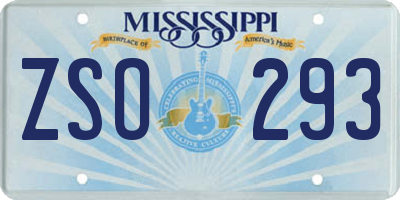 MS license plate ZSO293