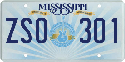 MS license plate ZSO301