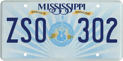 MS license plate ZSO302