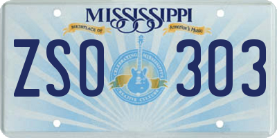 MS license plate ZSO303