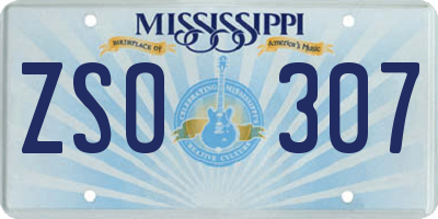 MS license plate ZSO307