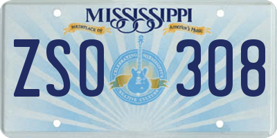 MS license plate ZSO308