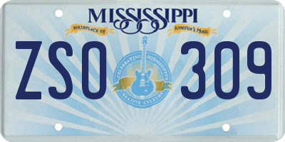 MS license plate ZSO309