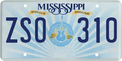 MS license plate ZSO310