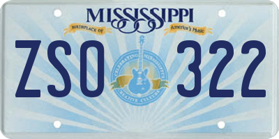 MS license plate ZSO322