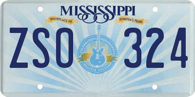 MS license plate ZSO324
