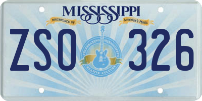MS license plate ZSO326