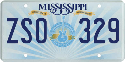 MS license plate ZSO329