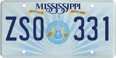 MS license plate ZSO331