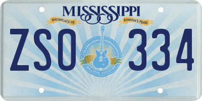MS license plate ZSO334