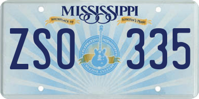 MS license plate ZSO335