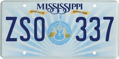 MS license plate ZSO337