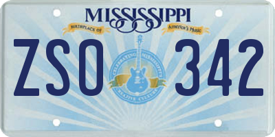 MS license plate ZSO342