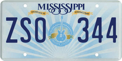 MS license plate ZSO344