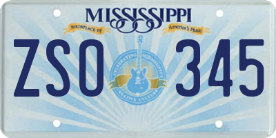 MS license plate ZSO345