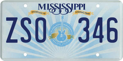 MS license plate ZSO346
