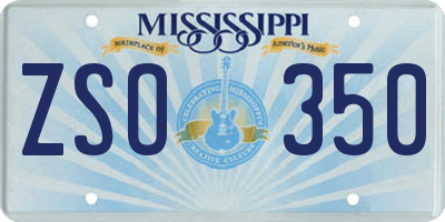 MS license plate ZSO350