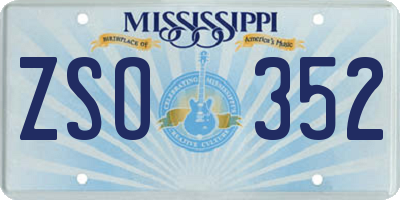 MS license plate ZSO352