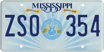MS license plate ZSO354
