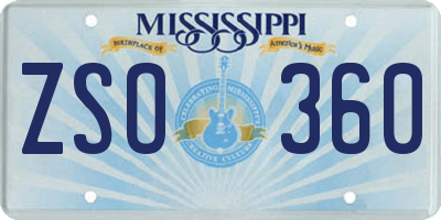 MS license plate ZSO360