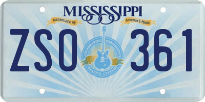 MS license plate ZSO361
