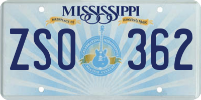 MS license plate ZSO362